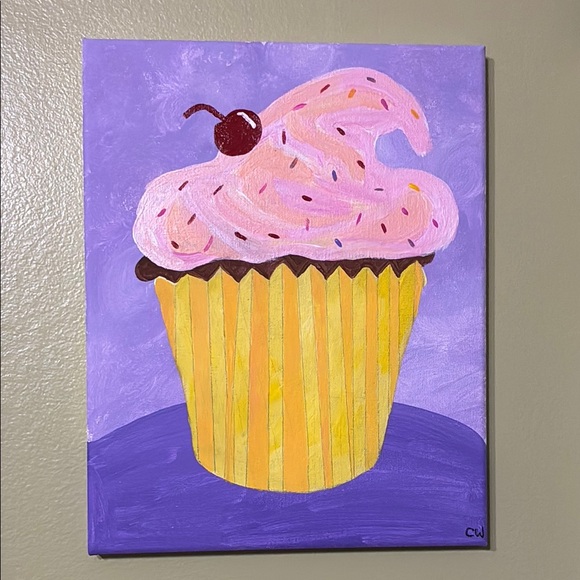 Hand Crafted Other - Cupcake Acrylic Painting